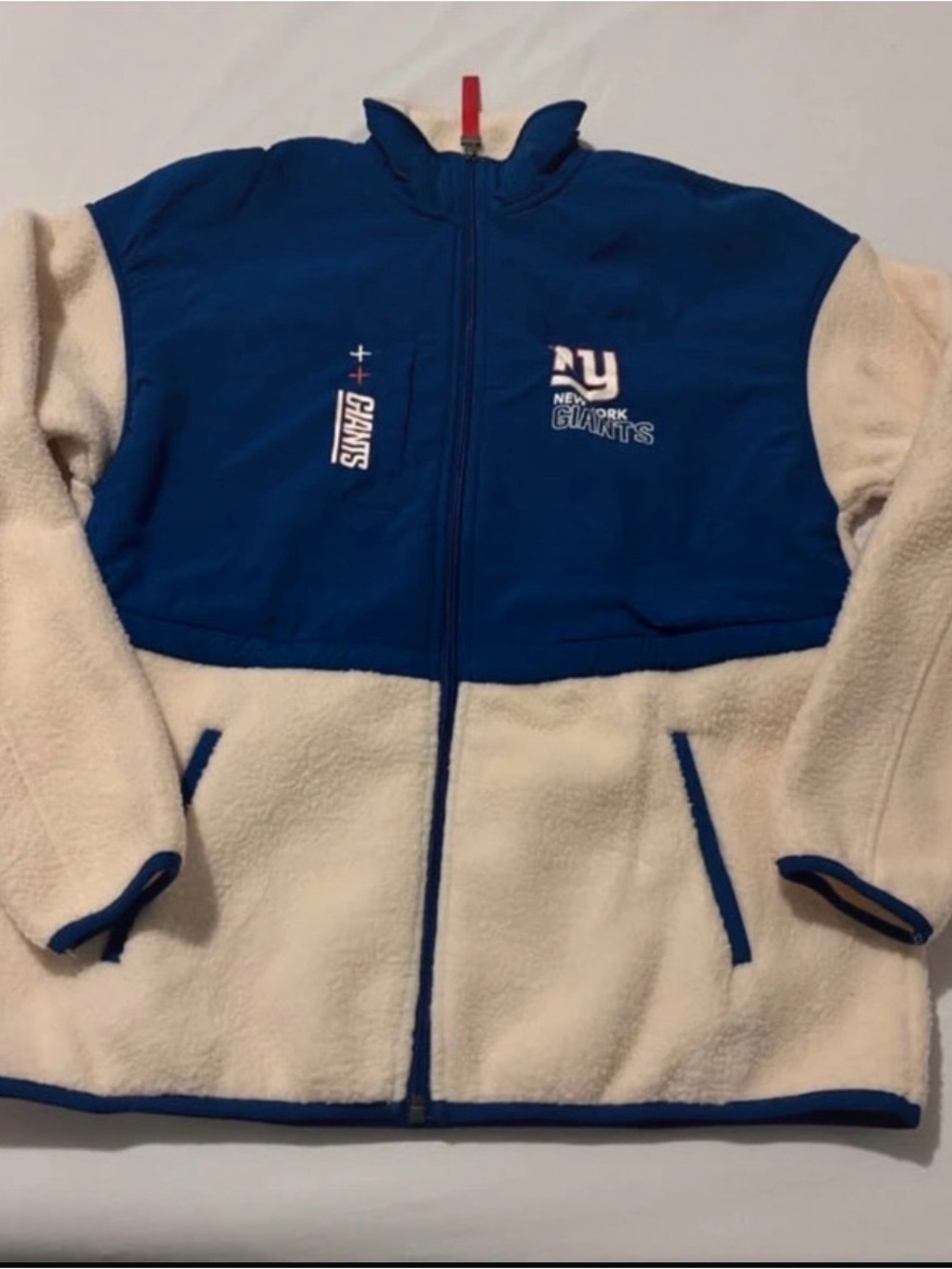 NFL New York Giants Blue and White Fleece Jacket